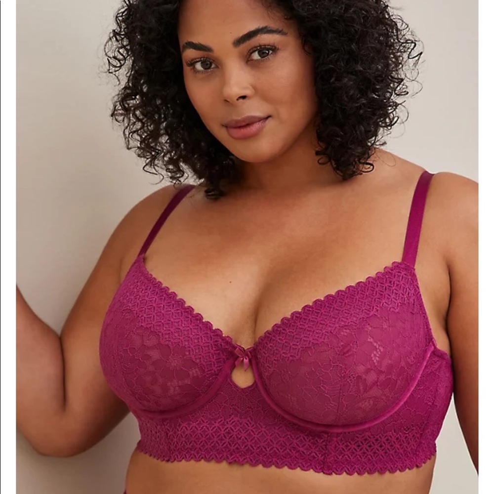 Torrid Longline Unlined Underwire Bra - Lace Fuchsia